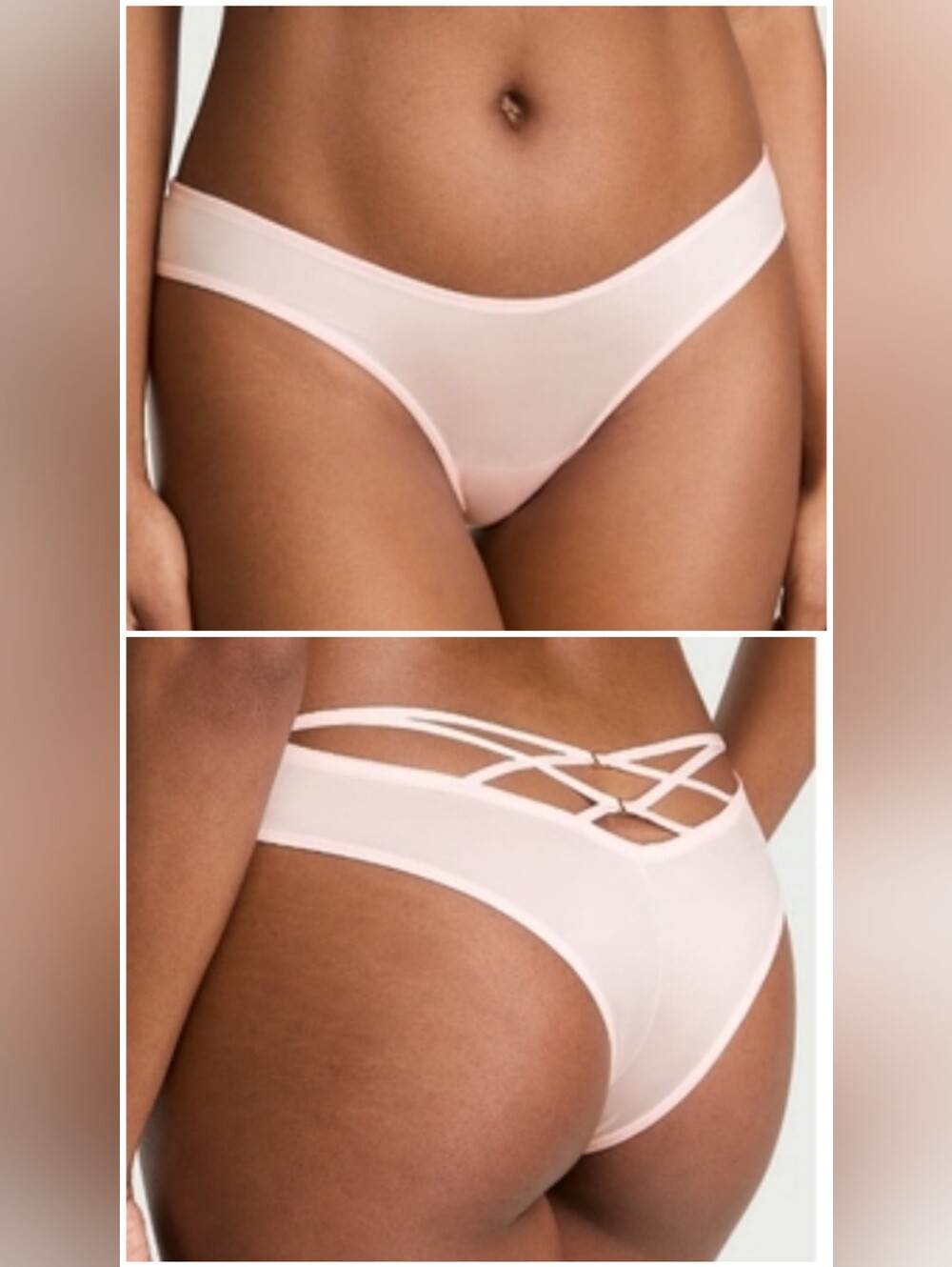 Victoria's secret very sexy Smooth Strappy Back tanga panty ANGEL PINK LARGE